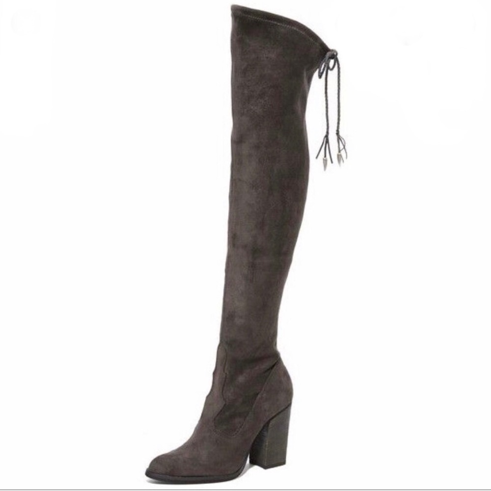 Dolce Vita Womens Gray Suede Over The Knee Block Heel Boots Size 6.5 Boho